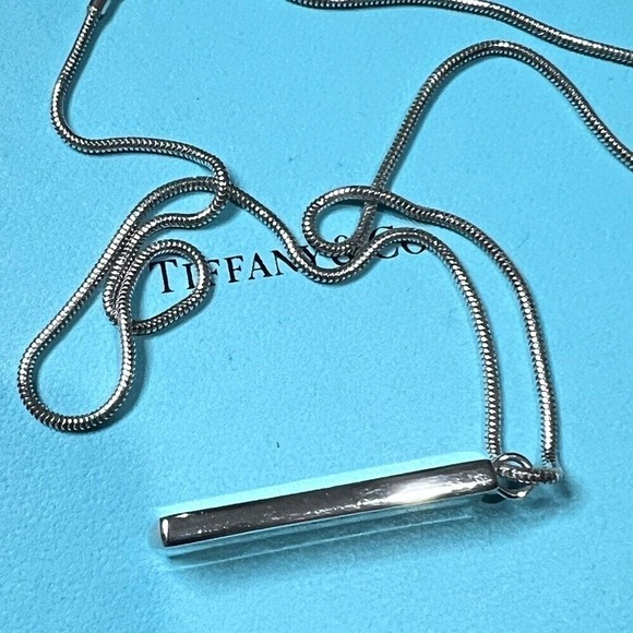 Vintage Tiffany & Co 1837 Bar Pendant Necklace Serling Silver 925 - Picture 7 of 9